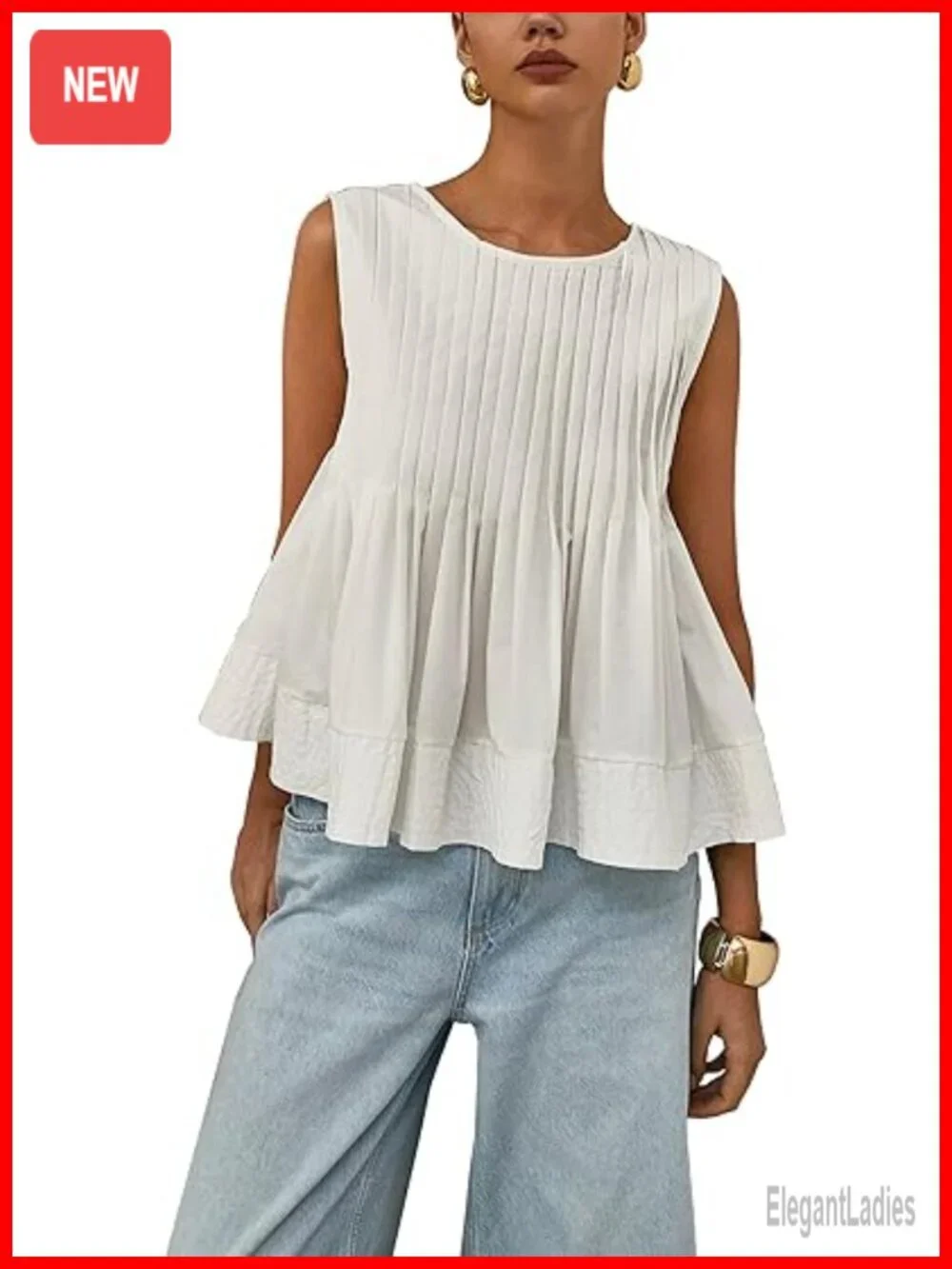 Womens Babydoll Tank Top Sleeveless Ruffle Strap Peplum T Shirt Summer
